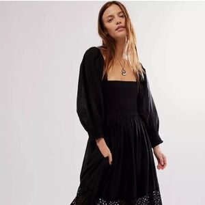 New Free People Perfect Storm Black Midi Dress Size XS